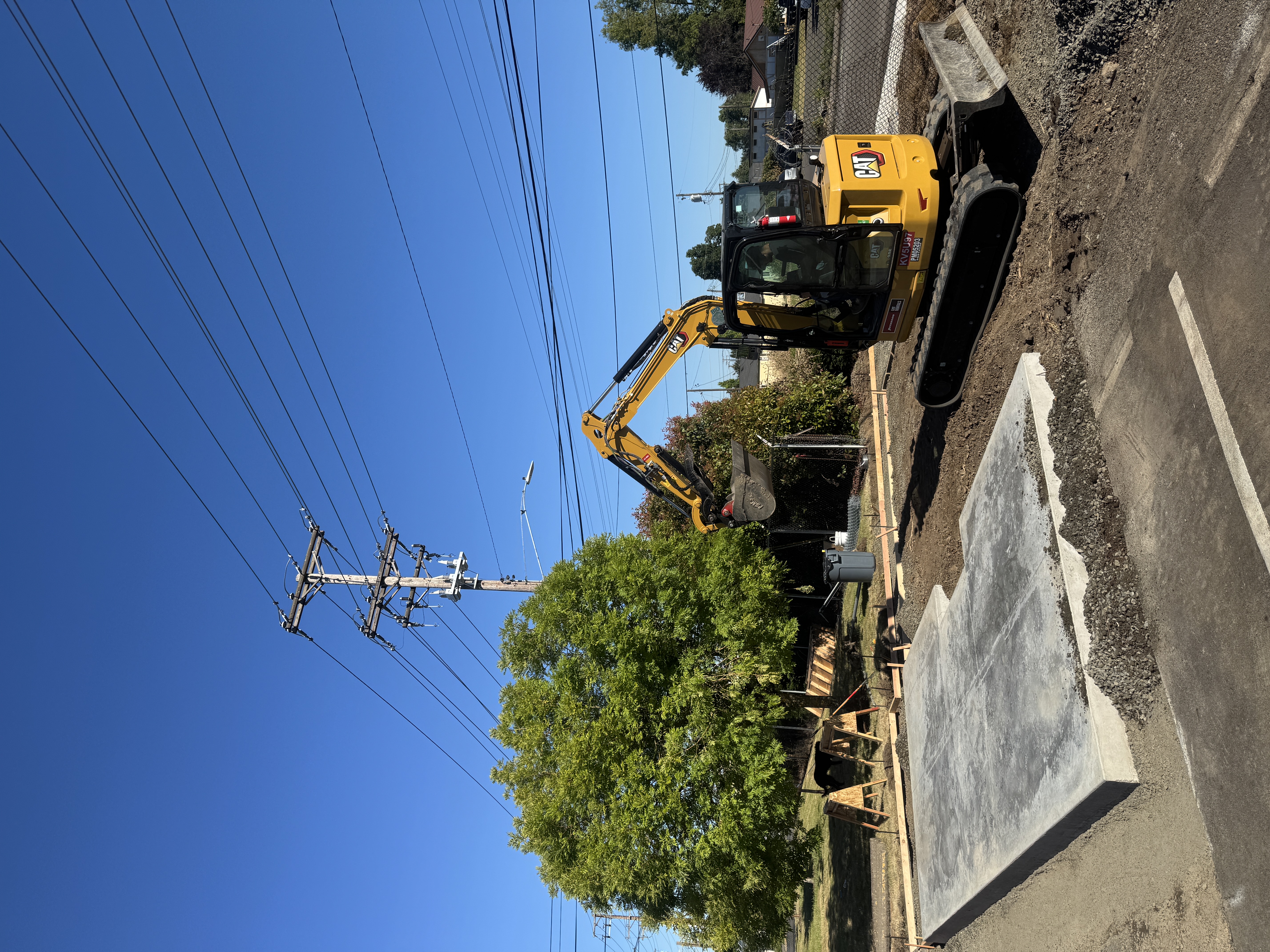Civil site work with excavator